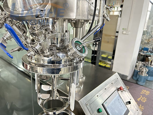 การควบคุม PLC 20 ลิตร เครื่องผสมครีมโฮโมจีไนเซอร์สูญญากาศยกไฮดรอลิก