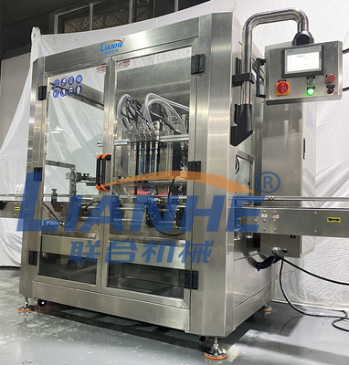 PLC 12 หัวฉีดเครื่องบรรจุอัตโนมัติสบู่เหลวเจลอาบน้ำโลชั่น Capping Labeling Line