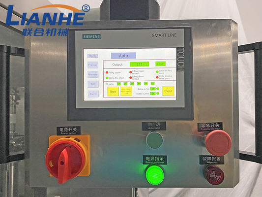 PLC 12 หัวฉีดเครื่องบรรจุอัตโนมัติสบู่เหลวเจลอาบน้ำโลชั่น Capping Labeling Line
