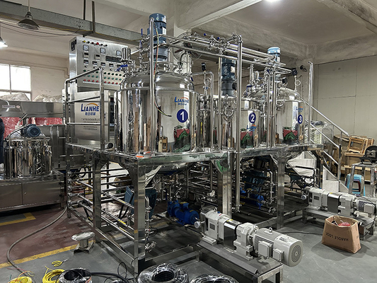 PLC 1000L เครื่องผลิตเครื่องสำอาง Emulsifying Homogenizer Paste Ointment Mixer