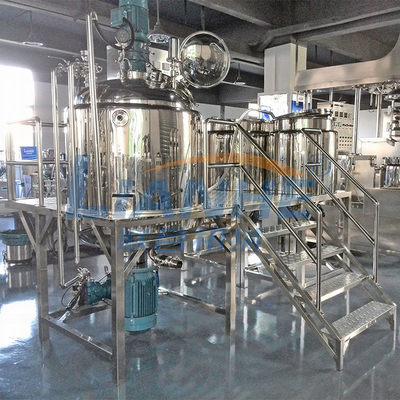 เครื่องผสมอิมัลซิไฟเออร์สูญญากาศชนิดคงที่ 500L SUS304 เฟรมสำหรับครีมเครื่องสำอาง