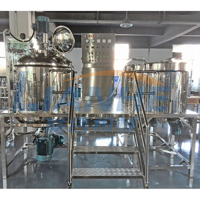 เครื่องผสมอิมัลซิไฟเออร์สูญญากาศชนิดคงที่ 500L SUS304 เฟรมสำหรับครีมเครื่องสำอาง
