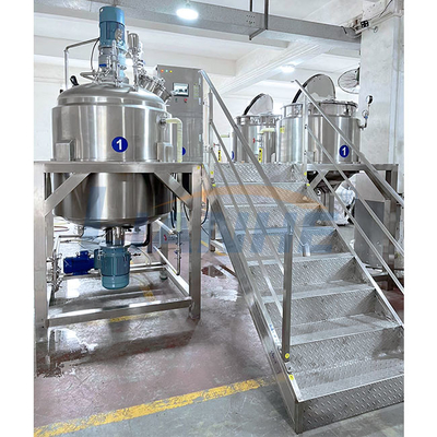 1000L เครื่องผสมเครื่องสำอางครีมแชมพูอิมัลซิไฟเออร์สูญญากาศ High Shear Body Lotion Mixing Tank