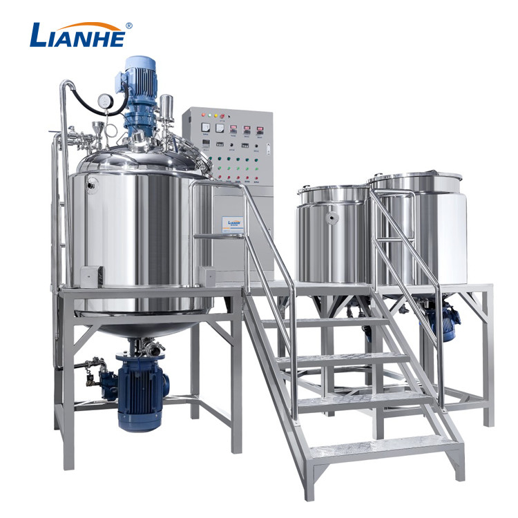 เครื่องผสมอิมัลซิไฟเออร์สูญญากาศชนิดคงที่ 500L SUS304 เฟรมสำหรับครีมเครื่องสำอาง